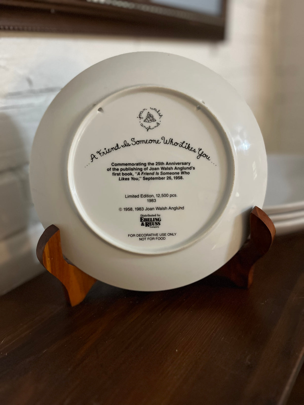 1983 Joan Walsh Anglund 25th Anniversary Collector Plate