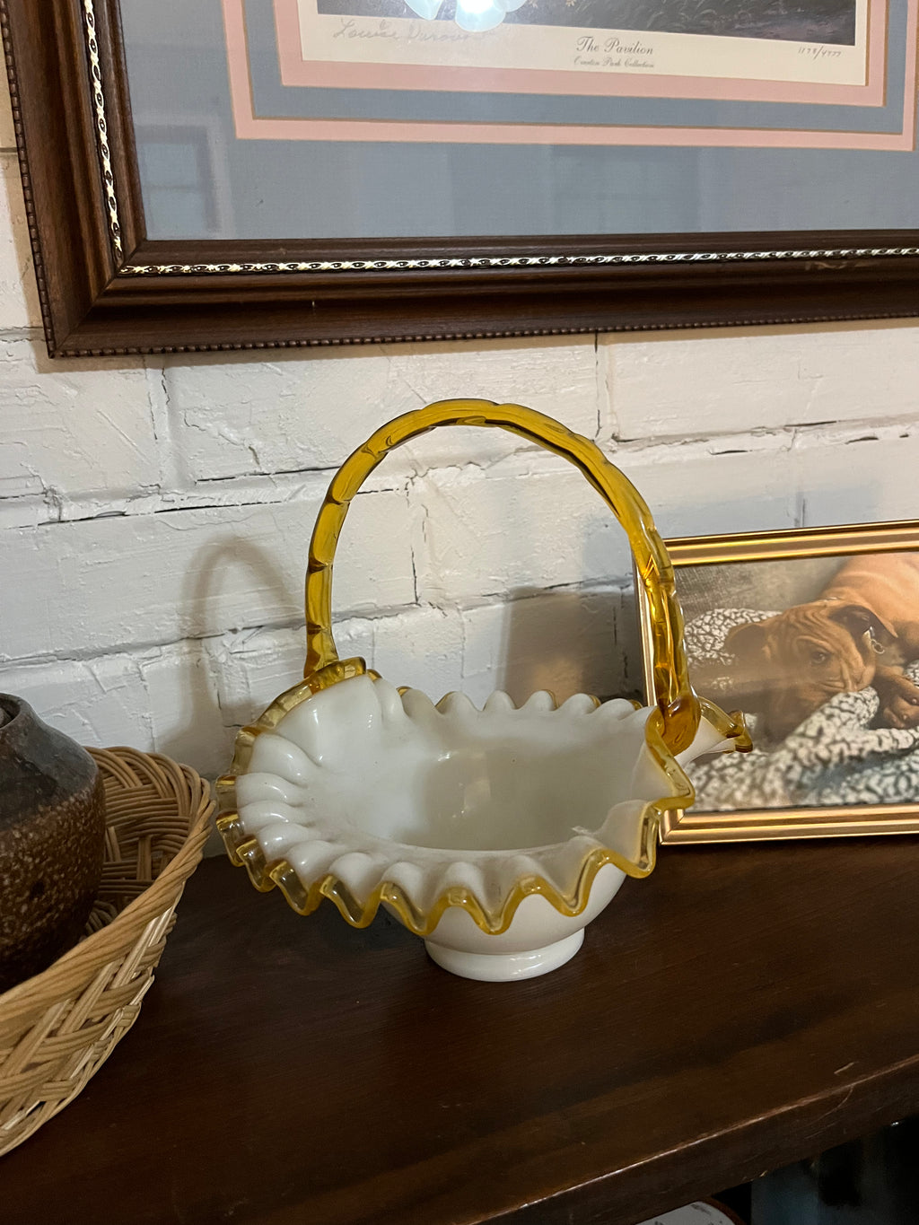 Fenton Glass Art Basket