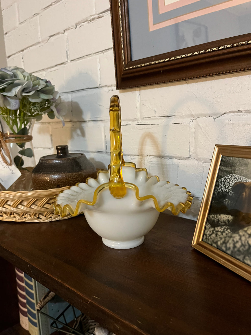 Fenton Glass Art Basket