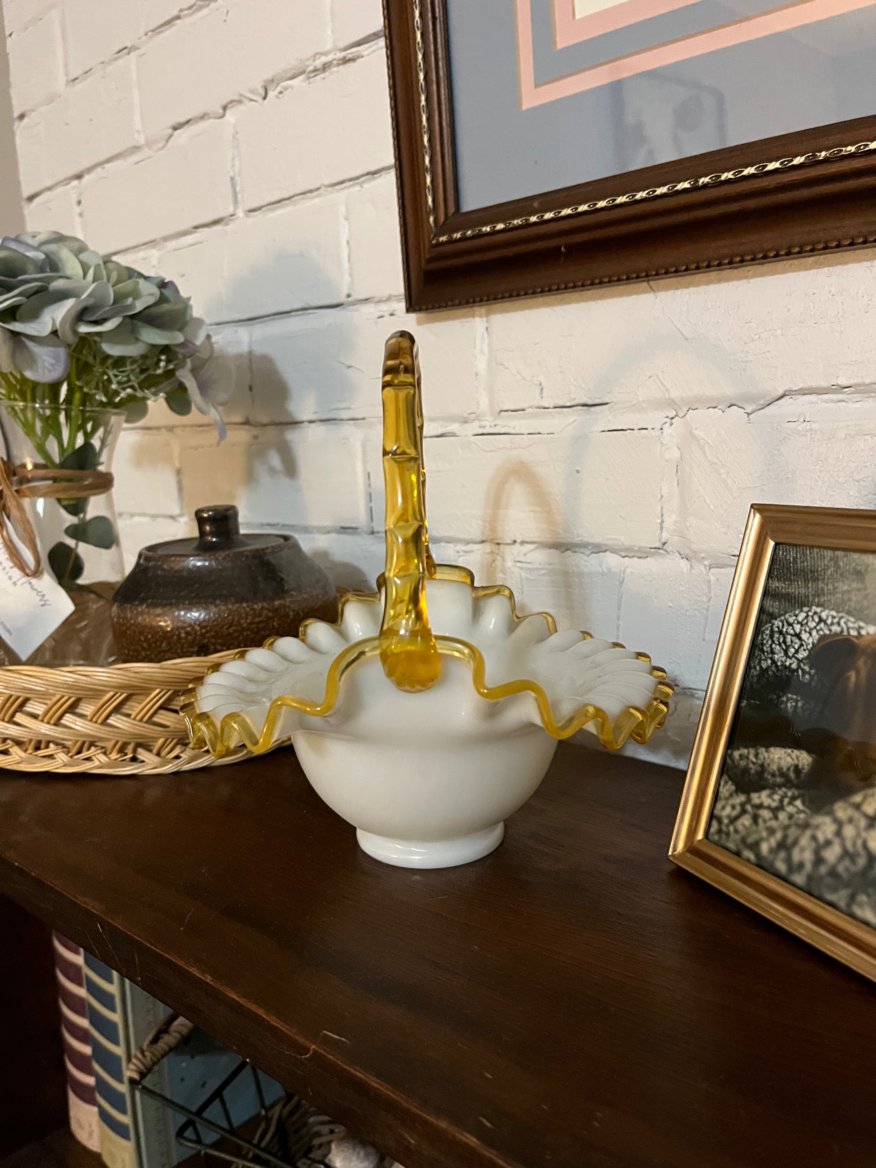 Fenton Glass Art Basket